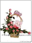This lovely basket sends best wishes for any occasion with a dozen beautiful pink rose and teddy bear with love