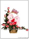 This lovely basket include a pair of small pink bear(15cm height) with 12 pink roses.Show her your true feelings with this elegant arrangement