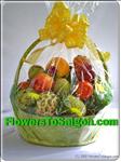 The gift contains an assortment of seasonal fruit beautifully presented in a basket.

