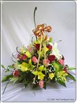Express your best wishes with this beautiful basket of variety of flowers - white and yellow Lilies, red and pink Roses, Limonium, Baby breath and greens. Great gift to send for  Birthdays, Welcome a new baby or any occasion.

